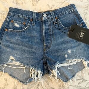 Levi's 501 Distressed Blue Denim Shorts size 25